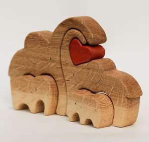<strong>Wooden</strong> <strong>Personalised</strong> Elephant Family <strong>Puzzle</strong> 4 in 1 Set Anniversary Gift , <strong>Wooden</strong> Animal Elephant <strong>Puzzle</strong>, Family Keepsake Gift - Product Image 4