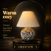 Lampe de table en céramique moderne avec abat-jour en tissu, lampe sur pied LED avec cordon, lumière chaude pour chambre à coucher, salon, hôtel