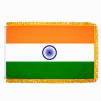 Drapeau Indien Personnalisé Rapide 3x5FT avec Bordure Dorée, Résistant aux UV, Couleurs Vives, Bannière Indienne avec Œillets en Laiton