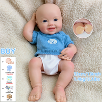 Entzückende 33 cm große, realistische Silikon-Babypuppe mit offenem Augenblick und lächelndem Gesicht, weichen, flexiblen Gliedmaßen, Begleiter-Spielzeug für Kleinkinder