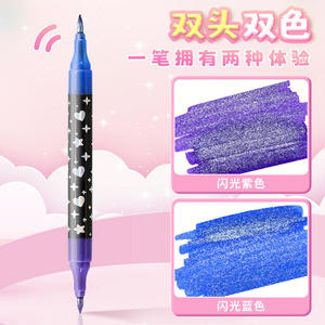 Juego de Marcadores de Arte de Doble Punta con Brillantina para Pintar el Cabello en Dos Colores, Rotuladores de Acuarela de Punta Suave, Suministros de Papelería del Fabricante - Product Image 3