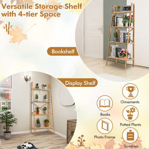 DB Contemporary Étagère à échelle en bambou à 4 niveaux 58 pouces pour atelier de bureau à domicile, salon et chambre à coucher - Product Image 5