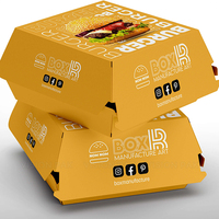 Caja de comida para llevar de calidad premium personalizada, contenedor de papel para alimentos, caja para hot dog, hamburguesa y sándwich con logo.