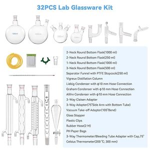 Juego <span class=keywords><strong>de</strong></span> Cristalería Química - Kit <span class=keywords><strong>de</strong></span> Cristalería <span class=keywords><strong>de</strong></span> <span class=keywords><strong>Laboratorio</strong></span> <span class=keywords><strong>de</strong></span> 32 Piezas con Junta 24/<span class=keywords><strong>40</strong></span>, Aparato <span class=keywords><strong>de</strong></span> Destilación <span class=keywords><strong>de</strong></span> Aceites Esenciales <span class=keywords><strong>de</strong></span> 1000 ml - Product Image 2