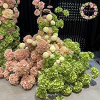 Vente en gros de fleurs artificielles de mariage de haute qualité, en latex 3D au toucher réel, couleur vert foncé, hydrangea