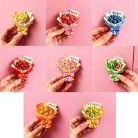 Magnet Kulkas 3D Relief Resin, Papan Pesan Motif Buah & Bunga Kreatif, Barang Dekoratif Tersedia