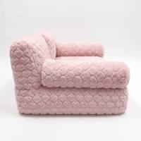 Canapé pour chien de luxe de haute qualité, rectangulaire, romantique, en forme de cœur rose, en fourrure, grand modèle, avec dossier haut, en mousse de polyester amovible