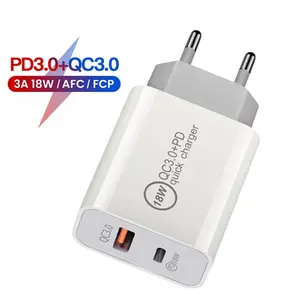 18W Type Een C Fabriek Oem USB-C Snel Opladen Dual Poort Power Adapter Pd Type C Usb Plug Muur Power Adapter