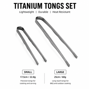 Titanium <b>BBQ</b> <b>Tongs</b> Set Ultralight Camping Cooking <b>Tongs</b> 17.5cm 21.5cm Outdoor Grill Food <b>Tongs</b> for Picnic Kitchen - Product Image 1