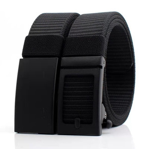 Cinturón de lona de moda informal para <span class=keywords><strong>hombre</strong></span>, cinturón negro caqui, hebilla <span class=keywords><strong>sin</strong></span> <span class=keywords><strong>dientes</strong></span>, cinturón con hebilla automática - Product Image 3