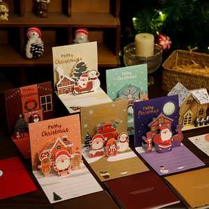 Ensemble de cartes de vœux de Noël - Vœux de fêtes avec un motif de Père Noël mignon et des messages chaleureux pour les amis et la <span class=keywords><strong>famille</strong></span> - Product Image 1