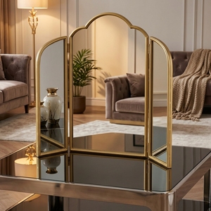 <span class=keywords><strong>Espejo</strong></span> de Mesa Metálico, Gran Venta, Decoración para el Hogar, 86.36*2.54*76.2CM, <span class=keywords><strong>Espejo</strong></span> Metálico Plegable con Forma de Arco para el Hogar, de Lujo - Product Image 3