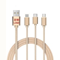 Kabel pengisi daya USB 3-in-1 dapat disesuaikan untuk ponsel multifungsi USB untuk penerangan USB Tipe C & USB mikro
