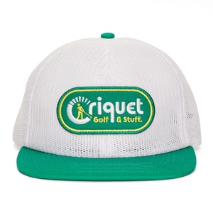 Casquettes de camionneur personnalisées à 5 panneaux avec logo brodé vert, toutes en maille - Product Image 2