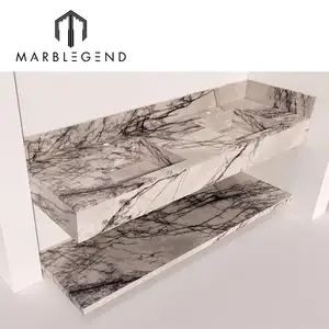 Italia marmo naturale bianco muro del bagno montato vanity controsoffitto