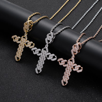 Collier pendentif croix en diamant glacé CZ Pave, bijoux Hip Hop Streetwear