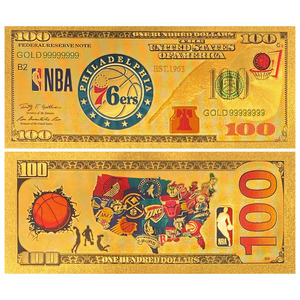 Ensemble de billets de banque en feuille d'or <span class=keywords><strong>NBA</strong></span> 30 équipes, style billet de 100 dollars, objet de collection pour les fans de basketball - Product Image 5