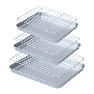Square Rectangular Stainless Steel Kitchen Dish Plate Keep Fresh Box for Baking Oven Use Baking Trays for Cookies