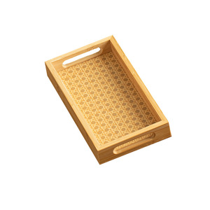 Bandeja de Servir de Bambú con Patrón Geométrico Multifuncional para Uso Doméstico y Comercial - Product Image 5