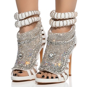 Luxury Design Diamonds Women High Heels Large Size 47 Stiletto Sandals Rhinestone Ladies Party Dress Mule <b>Shoes</b> - Product Image 3
