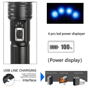 Helius alta calidad Super brillante P70 luz fuerte aleación de aluminio de largo alcance impermeable 5V USB recargable linterna al aire libre