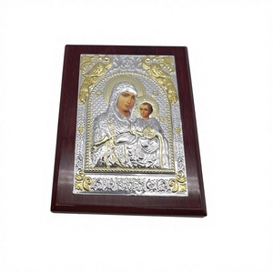Orthodoxe Mount Athos Ikone 3D Vergoldete Metall-Gravur Jesus Christus Engel Weihnachtsmünze JInBa Marke für Holzkisten Wandschilder - Product Image 3
