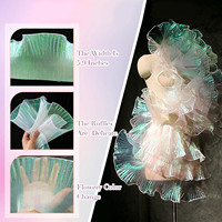Rouleau de Tissu en Dentelle de Chiffon Crêpe Irisé pour la Confection de Robes, Sacs et Décorations – Tissu en Dentelle de Chiffon Organza Plissé et Volanté