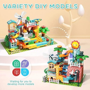 255 Parça Mermer Parkuru Cennet Kaydırağı Yapım Blokları Seti DIY Mermer Labirent Parkuru Yuvarlanan Top Tuğlaları Yapım Oyuncağı Asansörlü - Product Image 3