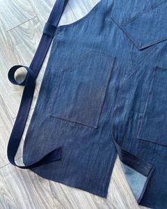 Moda Denim cocina hornear Restaurante <span class=keywords><strong>Camarero</strong></span> <span class=keywords><strong>uniforme</strong></span> logotipo personalizado moda reutilizable Durable Denim babero herramienta delantal - Product Image 4