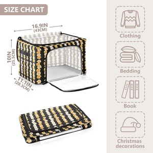 ตะกร้าผ้าแบบพับได้ลายดอกพัวเคนิเคนีสีเหลืองฮาวาย ดีไซน์พิเศษ กันน้ำ พร้อมโครงลวด - Product Image 2
