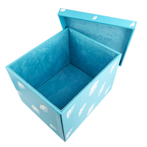 Boîte d'emballage de figurine jouet LABUBU en cuir PU bleu personnalisé avec couvercle | Étui à chaussures cadeau de dessin animé en <span class=keywords><strong>bois</strong></span> imprimé UV - Product Image 5