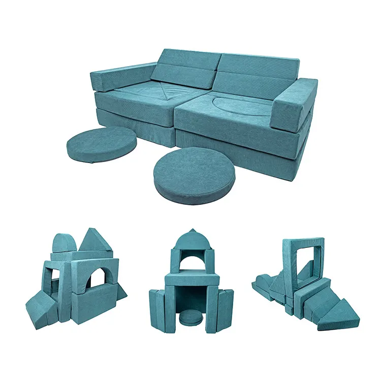 Sofá seccional Convertible Muebles de espuma 15 piezas Sofá Modular Kids Play Sofá para niños niñas