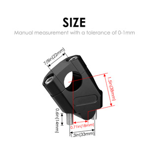Rehausseur de guidon de moto 22 mm noir en alliage d'aluminium CNC avec support d'extension réglable en hauteur pour amélioration - Product Image 3