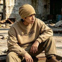 AMCLEVER Bonnet Rétro Décontracté Minimaliste Couleur Unie Tricoté Chaud Cache-Oreilles Unisexe Chapeau Hiver Personnalisable Logo OEM