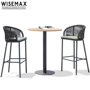 WISEMAX – ensemble de meubles d'extérieur en métal, pieds hauts en rotin, chaise de bar et <span class=keywords><strong>table</strong></span> en <span class=keywords><strong>bois</strong></span> pour restaurant bar, vente en gros - Product Image 1