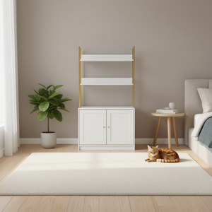 Armoire pour litière de chat à 2 niveaux, pieds en métal, enclos de rangement étanche, rectangulaire, pour le rangement de litière de chat - Product Image 2