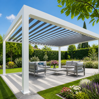 Pergola de jardin en aluminium motorisée à lames orientables, écologique, durable, imperméable, résistante aux intempéries, anti-UV, avec bande LED
