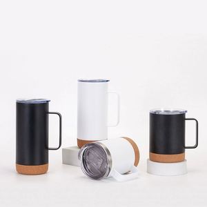 Vaso Térmico Personalizado al por Mayor, Taza de Café de Acero Inoxidable con Base y Asa de Corcho, con Logotipo - Product Image 1