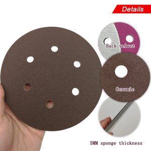 Disque de ponçage en mousse rouge de 6 pouces à 6 trous avec fixation auto-agrippante, abrasif, pour ponçage humide et sec, pour le polissage du métal et du bois - Product Image 2