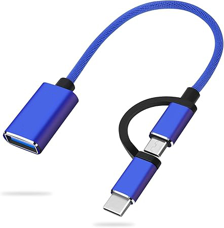 DAJIANG OEM Customized 2-in-1 USB Type-C/Micro USB Adapter USB 3.0 OTG Cable Computer Use Nylon Material Blue TUV Verified