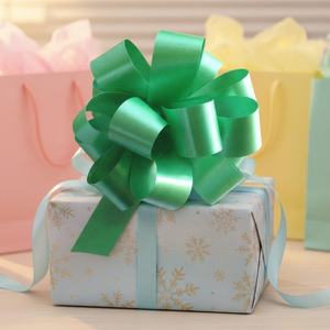 Lazo de Regalo de Polipropileno Floral Holográfico Preimpreso y Ecológico de 5, 8 y 12 Pulgadas para Decoración de Bodas y Navidad - Product Image 1