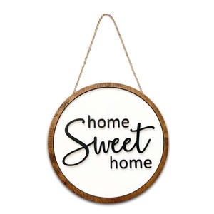 Diseño personalizado Vintage cartel colgante de madera Hogar dulce hogar Decoración de madera para la puerta delantera decoración bienvenida - Product Image 6