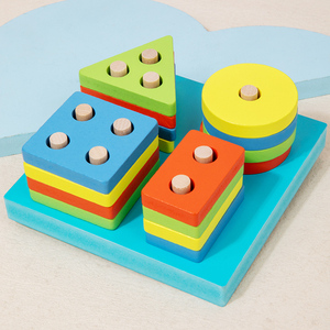 Thiết kế mới Montessori hình dạng nhận thức phù hợp với khối thiết lập cột giáo dục sớm giác ngộ câu đố đồ chơi bằng gỗ trẻ em bán buôn - Product Image 5