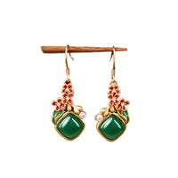 Style ancien élégant nouveau Style chinois fleur floraison riche perle boucles d'oreilles dynastie Han accessoires Hetian Jade oreille