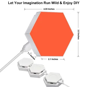 Đèn <span class=keywords><strong>LED</strong></span> Hình Lục Giác Tự Làm Theo Yêu Cầu Đèn Ngủ RGB Chơi Game Cảm Ứng Nhạy Cảm Điều Khiển Từ Xa Cho Gia Đình - Product Image 4