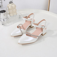 Chaussures de danse de salon pour filles avec talon carré en diamant, semelle en caoutchouc à talon bas, chaussures de performance salsa en plein air, chaussures de scène tendance