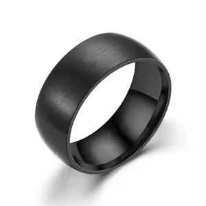 8mm inside and outside ball matte tide men's personality black smooth ring