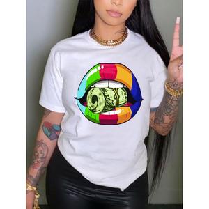 T-shirts surdimensionnés graphiques pour femmes urbaines personnalisées Y2k Tee Top Streetwear Fashion Sports Graphic Letter Plain Print Girls T-shirt - Product Image 3