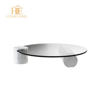 Ensemble de tables basses en marbre de luxe moderne italien, table centrale simple pour salon, mobilier de villa convertible pour appartement