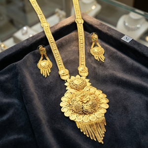 Juego de Joyería de Moda de Oro Micronizado de 14K, 18K y 24K al por Mayor, Juego de Joyería con Diseño Floral Tradicional, Juego de Joyería Larga de Latón con Oro Micronizado - Product Image 3